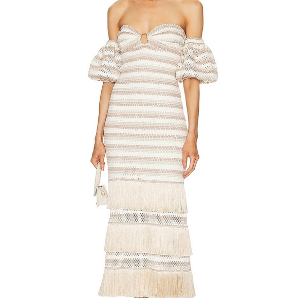 PatBO Dresses & Skirts - PatBO Crochet Striped Midi Dress